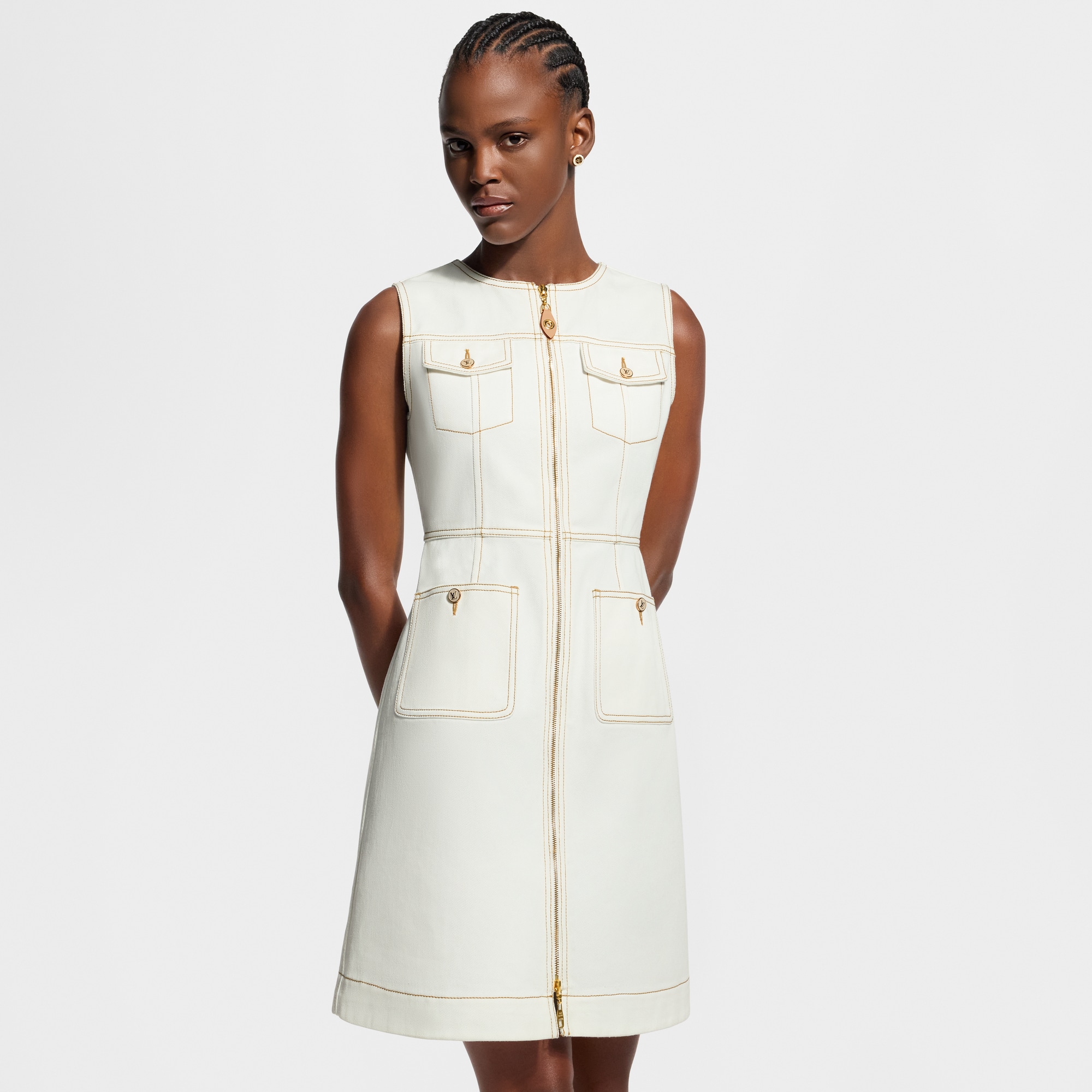 luis vuitton dress 全体的に黄ばみ　34 Contrast Stitch Utility Dress - Ready-to-Wear 1AJYPF | LOUIS VUITTON